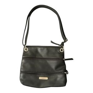 Rosetti Black Leather crossbody/Shoulder Bag with Adjustable Strap